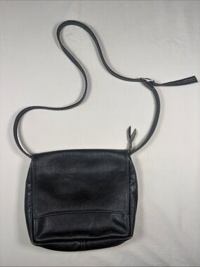 SAS Black Pebble-Grain Leather Messenger Bag
